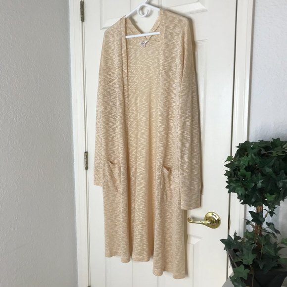 Candie's Lightweight L/S Duster Cardigan | Tan | X-Large - Picture 2 of 10